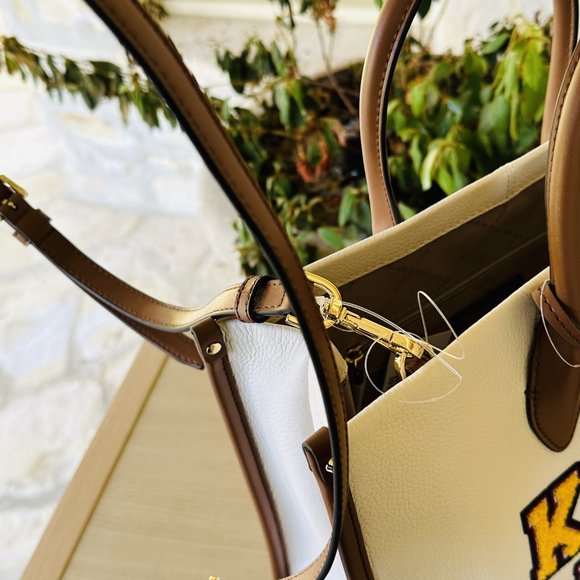 Michael Kors Mirella MD Embellished Tote Bag/ Clutch Wristlet Leather Cream Mult - Picture 10 of 16